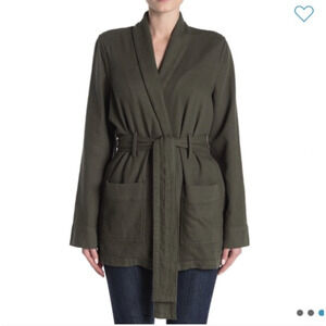 NWT Good American The Wrap Belted Jacket in Olive sz 0